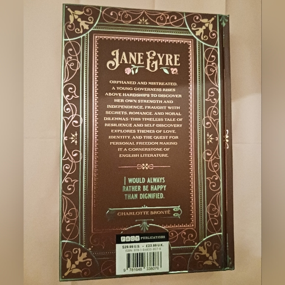 Jane Eyre Decorative Hardcover — Green & Rose Foil Design - Picture 11 of 16